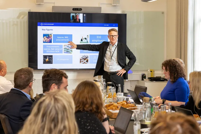 Director of Sykehusinnkjøp HF's pharmaceuticals division, Tommy Juhl Nielsen held a talk during the visit from HERA in Copenhagen this week. Photo: Anne-Li Engström