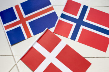 The Icelandic, Norwegian and Danish flags