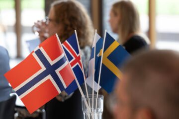Nordic flags in a vase.